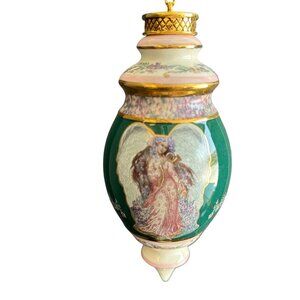 Bradford 1999 Harmony's Hymn Symphony of Angel  Green Porcelain Angel Christmas